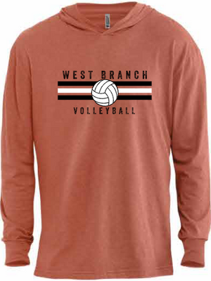 2026 West Branch Volleyball Next Level - Unisex CVC Hoodie Long Sleeve T-Shirt (Stripes Design)