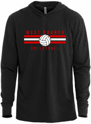 2026 West Branch Volleyball Next Level - Unisex CVC Hoodie Long Sleeve T-Shirt (Stripes Design)