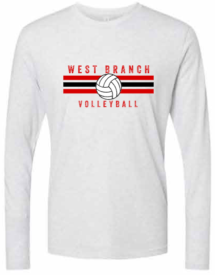 2026 West Branch Volleyball Next Level - Unisex Triblend Long Sleeve T-Shirt (Stripes Design)