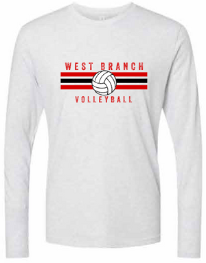 2026 West Branch Volleyball Next Level - Unisex Triblend Long Sleeve T-Shirt (Stripes Design)