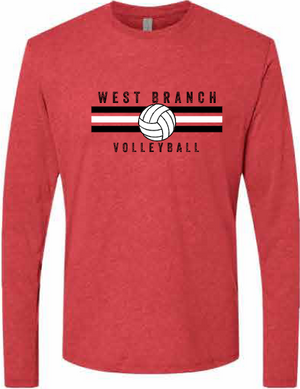 2026 West Branch Volleyball Next Level - Unisex Triblend Long Sleeve T-Shirt (Stripes Design)