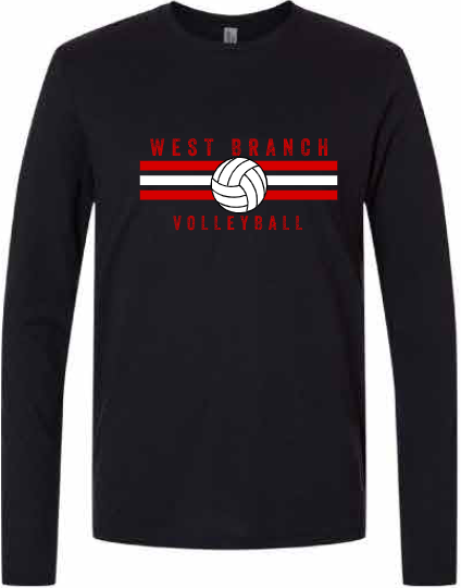 2026 West Branch Volleyball Next Level - Unisex Triblend Long Sleeve T-Shirt (Stripes Design)