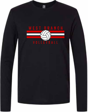 2026 West Branch Volleyball Next Level - Unisex Triblend Long Sleeve T-Shirt (Stripes Design)