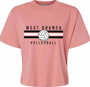 2026 West Branch Volleyball Lat - Women's Boxy Tee (Stripes Design)
