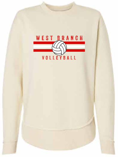 2026 West Branch Volleyball Lat - Women's Weekend Crewneck Sweatshirt (Stripes Design)