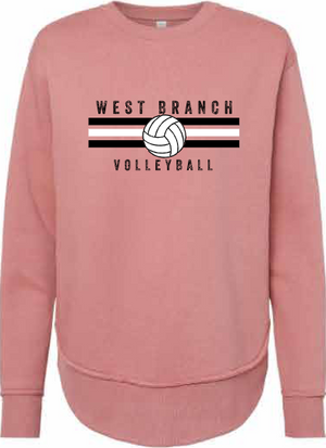 2026 West Branch Volleyball Lat - Women's Weekend Crewneck Sweatshirt (Stripes Design)